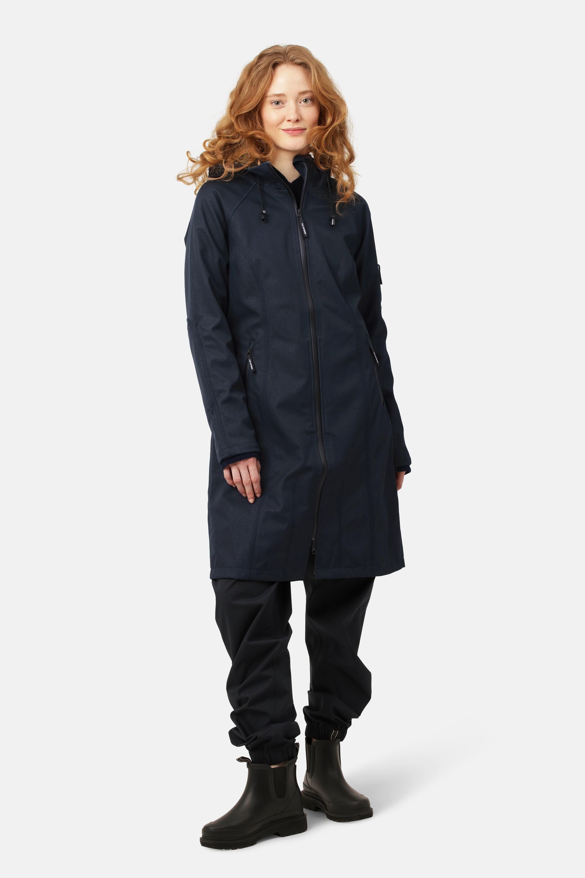 Long Softshell Raincoat - Dark Indigo